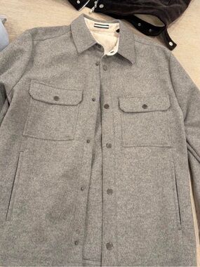 Ted Baker Light Gray Wool-Blend Shirt Jacket